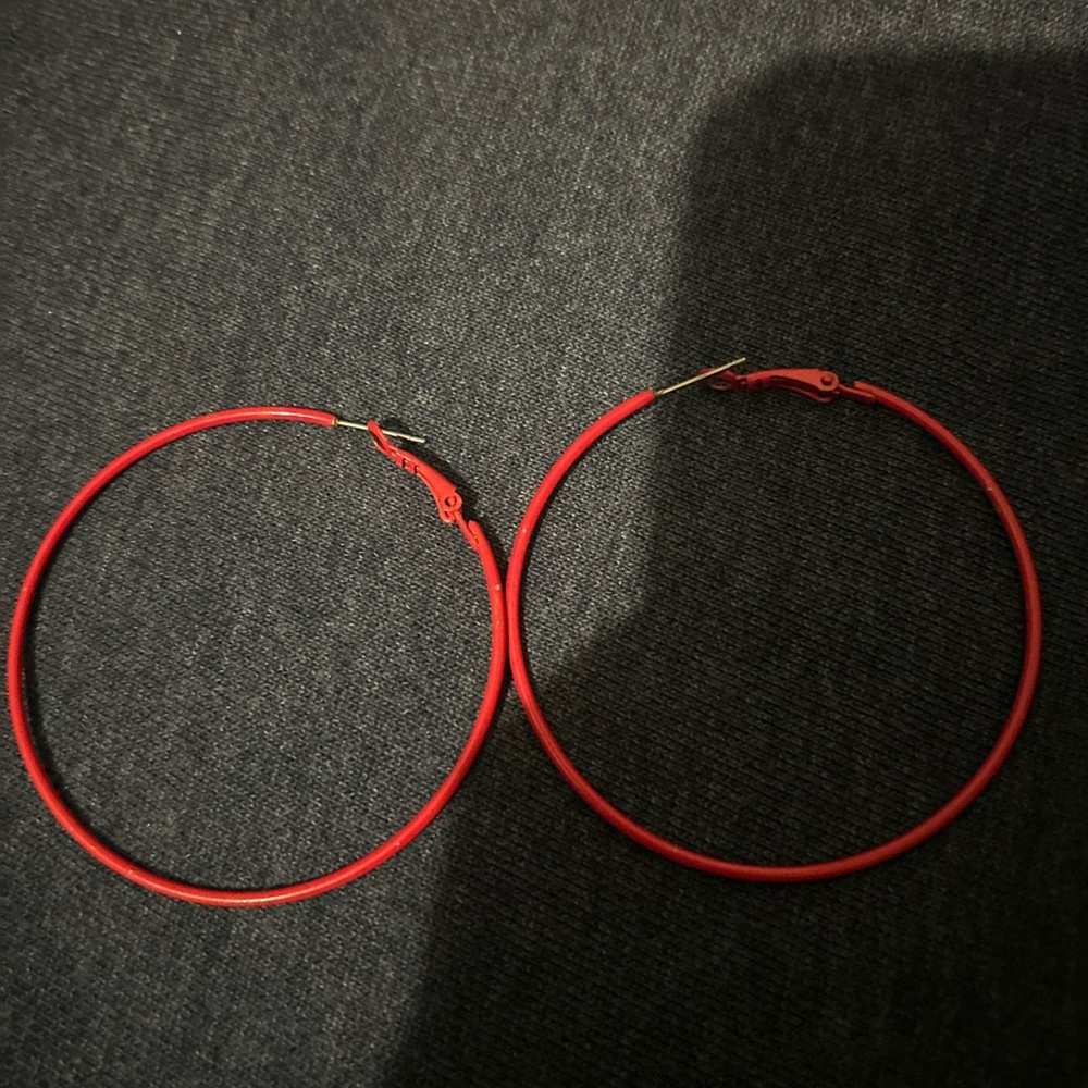Red Hoop Earrings